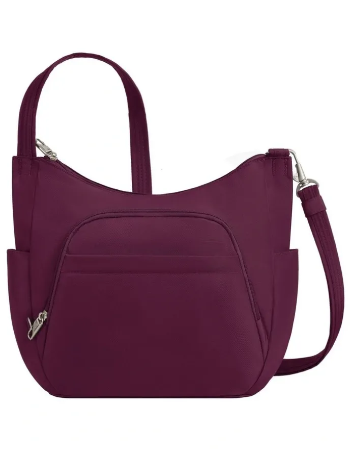 Travelon Classic Anti-Theft Crossbody Bucket Bag in Burgundy