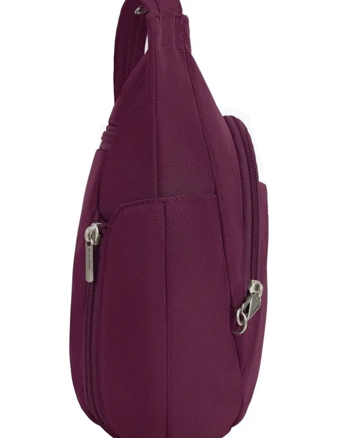 Travelon Classic Anti-Theft Crossbody Bucket Bag in Burgundy
