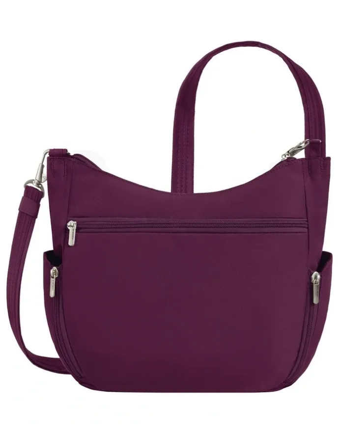 Travelon Classic Anti-Theft Crossbody Bucket Bag in Burgundy