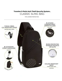 Travelon Classic Anti-Theft Sling Bag in Black