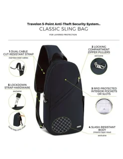 Travelon Classic Anti-Theft Sling Bag in Midnight