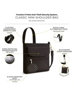 Travelon Classic Anti-Theft Mini Shoulder Bag in Black
