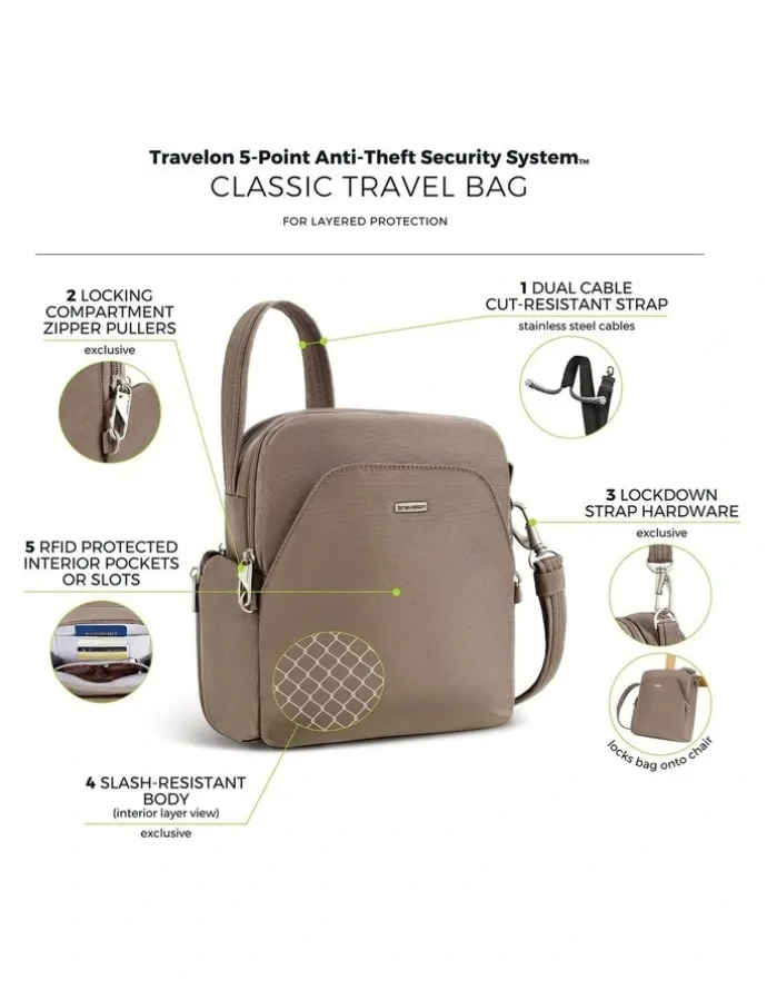 Travelon Classic Anti-Theft Travel Bag in Hazelnut