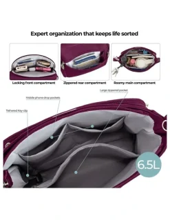 Travelon Classic Anti-Theft North/South Crossbody Bag in Burgundy