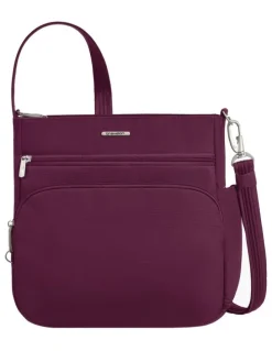 Travelon Classic Anti-Theft North/South Crossbody Bag in Burgundy