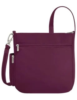 Travelon Classic Anti-Theft North/South Crossbody Bag in Burgundy