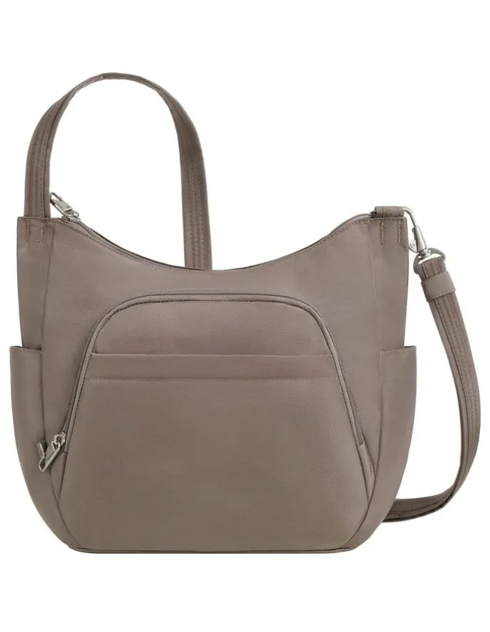 Travelon Classic Anti-Theft Crossbody Bucket Bag in Hazelnut