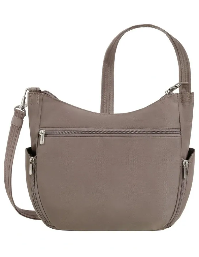 Travelon Classic Anti-Theft Crossbody Bucket Bag in Hazelnut