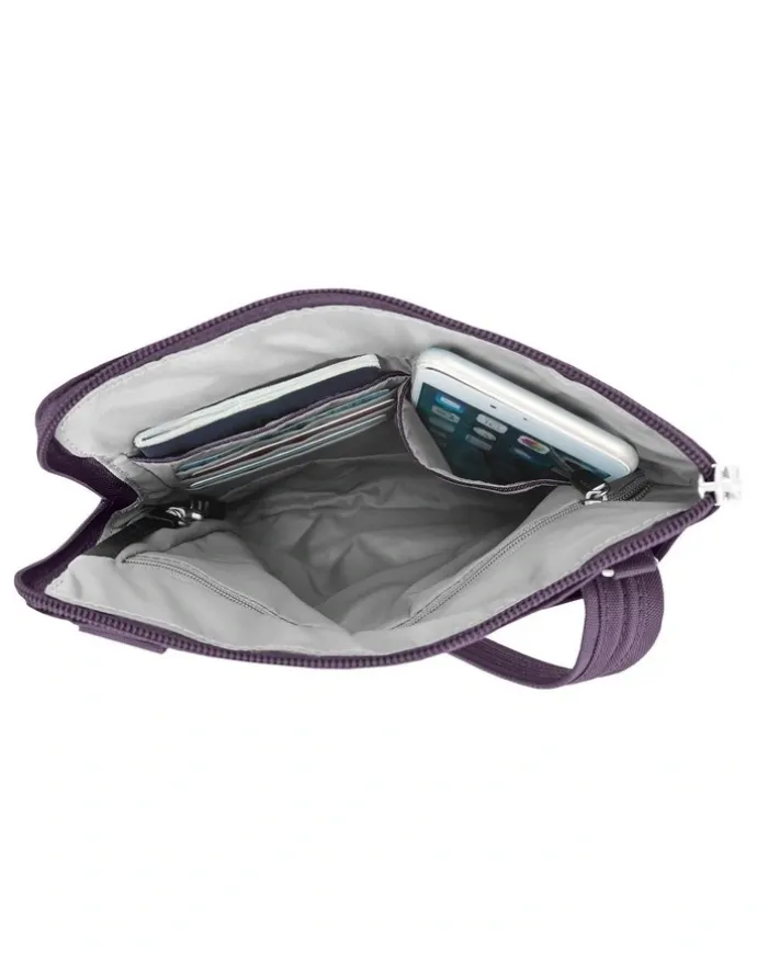 Travelon Classic Anti-Theft Slim Double Zip Crossbody Bag in Purple