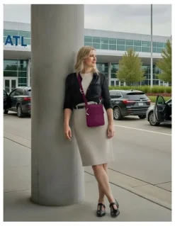 Travelon Classic Anti-Theft Slim Double Zip Crossbody Bag in Purple