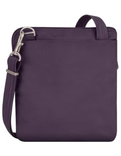 Travelon Classic Anti-Theft Slim Double Zip Crossbody Bag in Purple