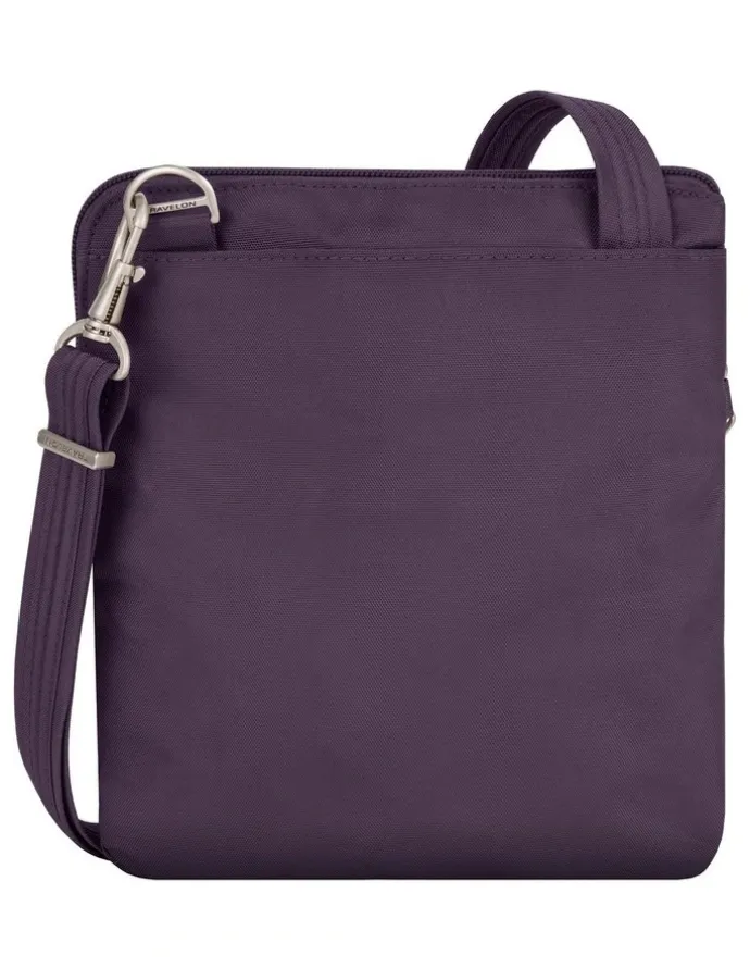 Travelon Classic Anti-Theft Slim Double Zip Crossbody Bag in Purple