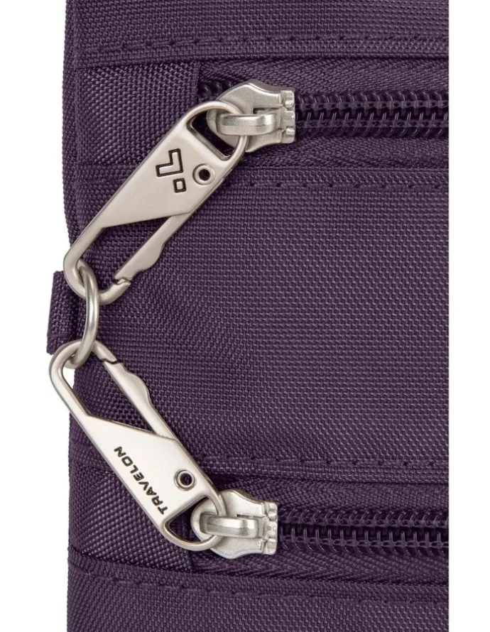 Travelon Classic Anti-Theft Slim Double Zip Crossbody Bag in Purple