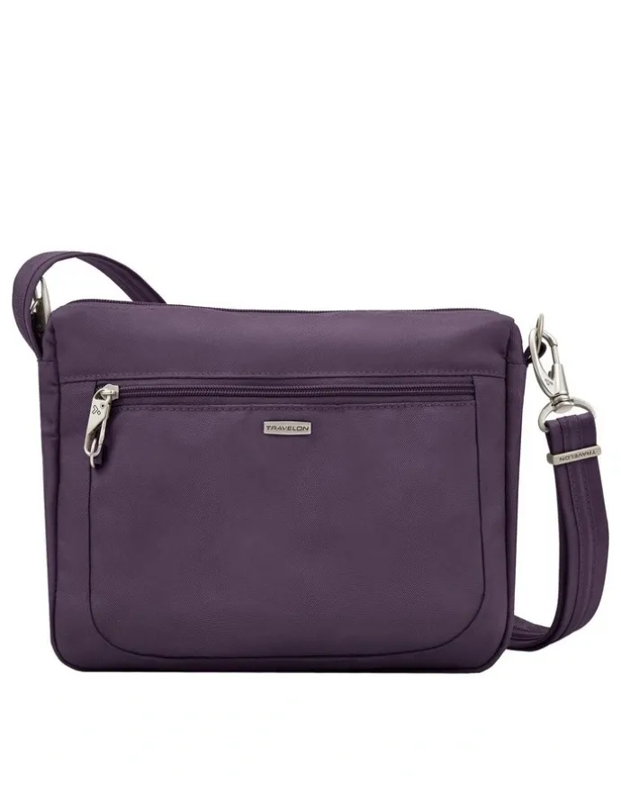 Travelon Classic Anti-Theft Small East/West Crossbody Bag in Purple