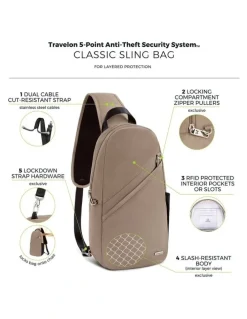 Travelon Classic Anti-Theft Sling Bag in Hazelnut