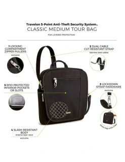 Travelon Classic Anti-Theft Tablet Medium Tour Bag in Black