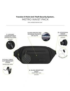 Travelon Metro Anti-Theft Waist Pack in Black