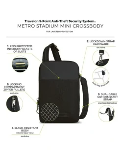 Travelon Metro Anti-Theft Stadium Mini Crossbody Bag in Black