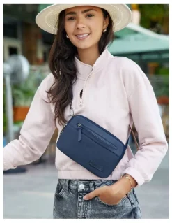 Travelon Metro Anti-Theft Convertible Small Crossbody Bag in Navy Heather