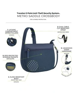 Travelon Metro Anti-Theft Saddle Crossbody Bag in Navy Heather