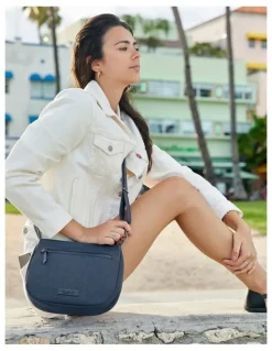 Travelon Metro Anti-Theft Saddle Crossbody Bag in Navy Heather