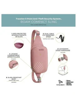 Travelon Roam Anti-Theft Compact Sling Bag in Desert Pink