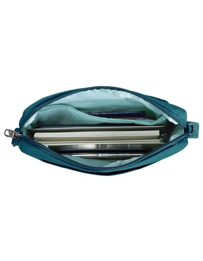 Travelon Roam Anti-Theft East/West Crossbody Bag in Capri Blue