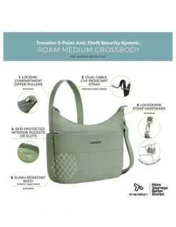 Travelon Roam Anti-Theft Medium Crossbody Bag in Moss