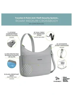 Travelon Roam Anti-Theft Medium Crossbody Bag in Glacier