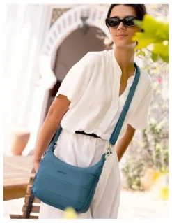 Travelon Roam Anti-Theft Medium Crossbody Bag in Capri Blue