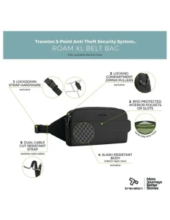 Travelon Roam Anti-Theft XL Belt Bag in Black