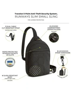 Travelon Runways Anti-Theft Small Sling Bag in Black