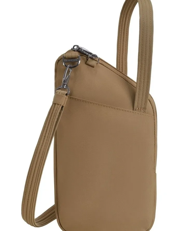Travelon Runways Anti-Theft Slim Asymmetric Crossbody Bag in Latte