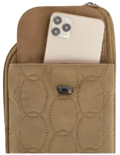 Travelon Runways Anti-Theft Slim Asymmetric Crossbody Bag in Latte