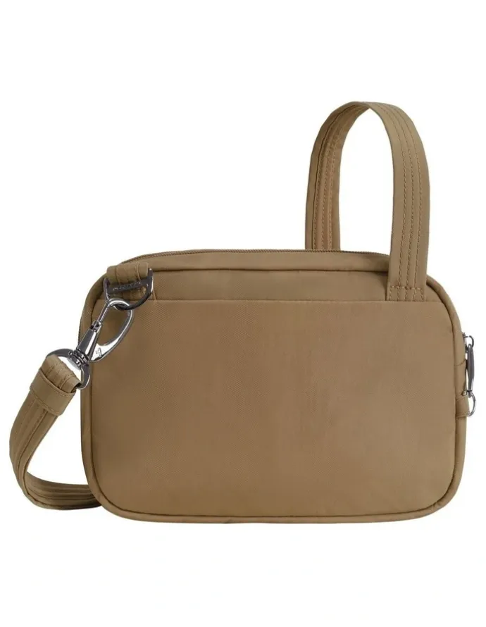 Travelon Runways Anti-Theft Tablet Double Compartment Crossbody Bag in Latte