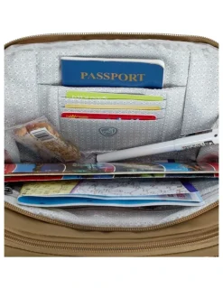 Travelon Runways Anti-Theft Tablet Double Compartment Crossbody Bag in Latte