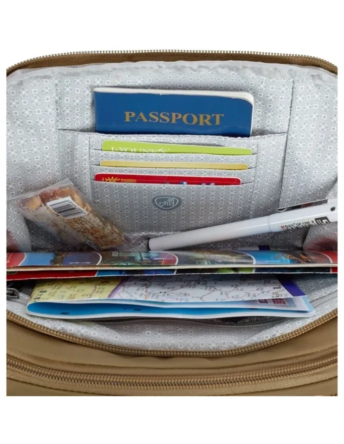 Travelon Runways Anti-Theft Tablet Double Compartment Crossbody Bag in Latte