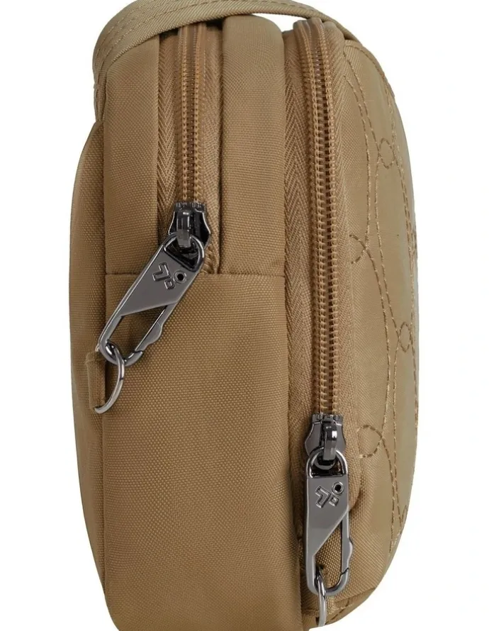 Travelon Runways Anti-Theft Tablet Double Compartment Crossbody Bag in Latte