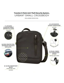 Travelon Urban Anti-Theft Small Crossbody Bag in Black