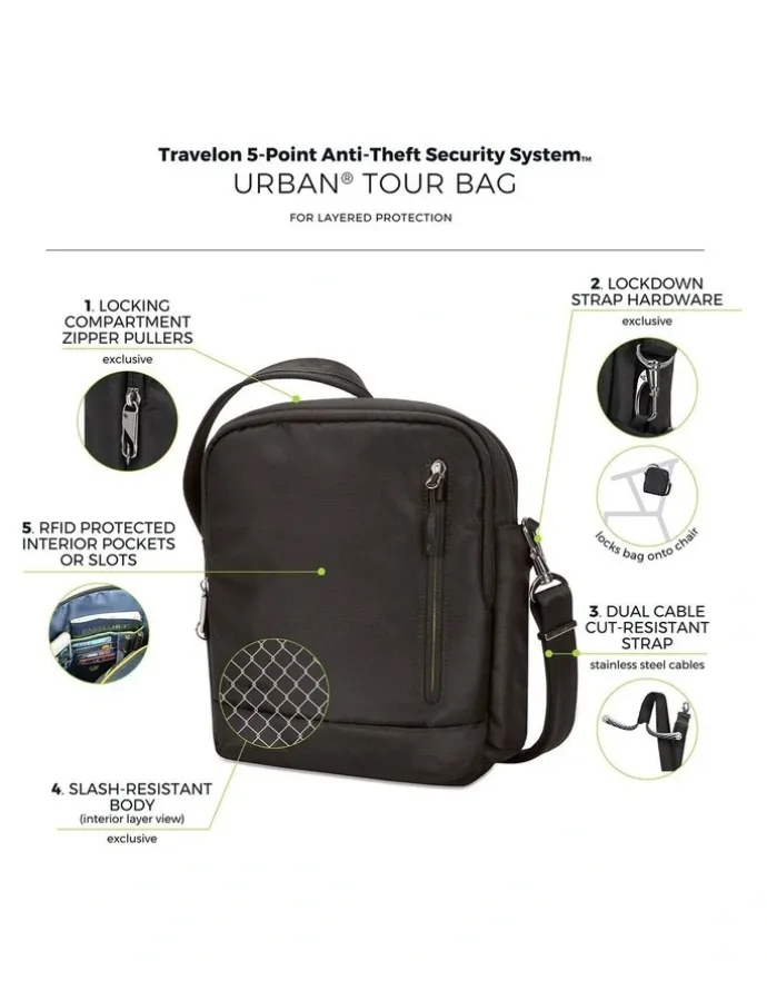Travelon Urban Anti-Theft Tablet Tour Bag in Black