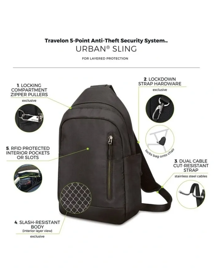 Travelon Urban Anti-Theft Tablet Sling Bag in Black