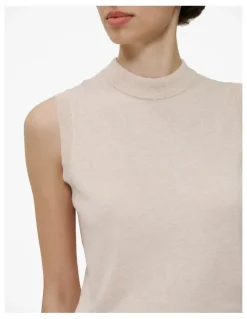 Trenery Cotton Cashmere Mock Neck Tank in Clay