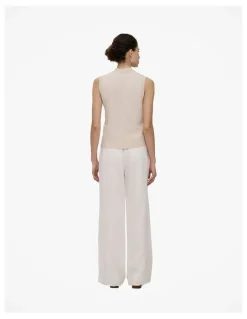 Trenery Cotton Cashmere Mock Neck Tank in Clay