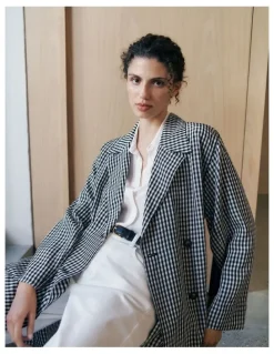 Trenery Gingham Lightweight Trench Coat in Black