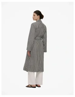 Trenery Gingham Lightweight Trench Coat in Black