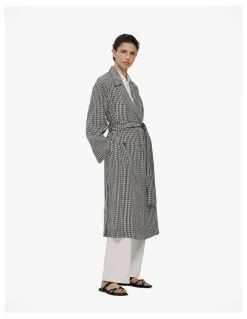 Trenery Gingham Lightweight Trench Coat in Black