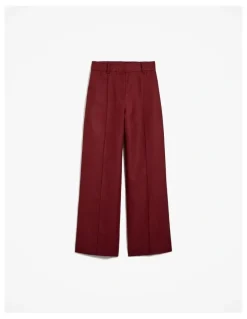 Trenery Linen Twill Pintucked Wide Leg Pant in Russet