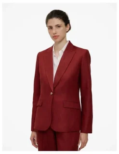 Trenery Linen Twill Single Breasted Blazer in Russet