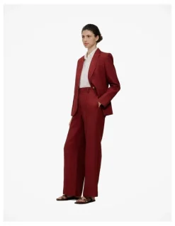 Trenery Linen Twill Single Breasted Blazer in Russet