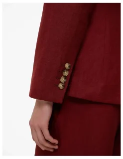 Trenery Linen Twill Single Breasted Blazer in Russet